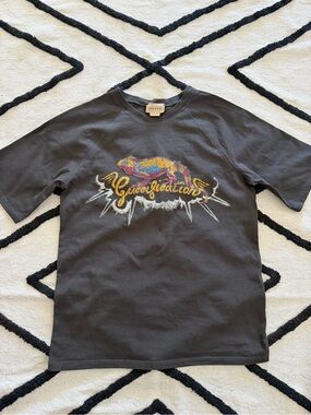 Gucci Black Kids Short Sleeve Tee with Multicolor Graphic